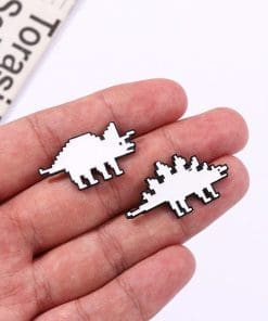 Alternative view of Pixelated Dino 'Triceratop' Enamel Pin