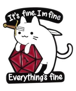 Tormented Cat 'I'm Fine Everything is Fine' Enamel Pin