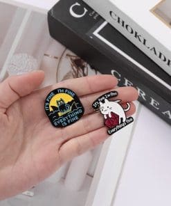 Brave Cat 'It's Fine Everything is Fine' Enamel Pin - Image 3
