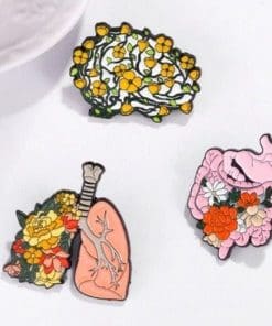 Alternative view of Floral Organs 'Rosey Intestine' Enamel Pin