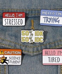 Alternative view of Hello 'I Am Stressed' Enamel Pin