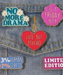 Alternative view of Drama 'No More' Enamel Pin