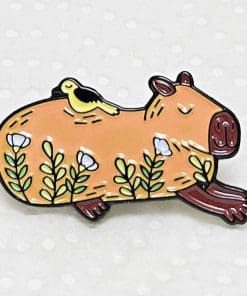 Sleepy Capybaras 'Bird Lying' Enamel Pin
