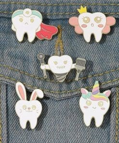 Alternative view of Tooth Bunny Enamel Pin