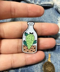 Alternative view of Plant In Bottle 'Cactus' Enamel Pin