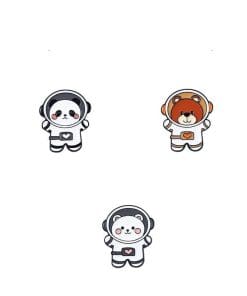 Astronaut 'Panda | Cat | Brown Bear | Set of 3' Enamel Pin