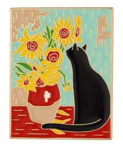 Oil Painting 'Sunflower | Black Cat' Enamel Pin