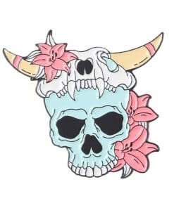 Flowers Skull 'Stargazer and Horn' Enamel Pin