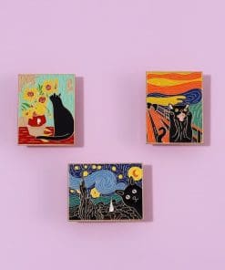 Alternative view of Oil Painting 'Van Gogh Inspired | Black Cat' Enamel Pin