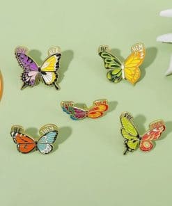 Alternative view of Butterfly 'Pronoun | He Him' Enamel Pin