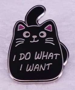 Alternative view of Cute Cat 'I Do What I Want' Enamel Pin