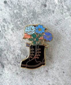 Alternative view of Black Boots 'Flowers' Enamel Pin