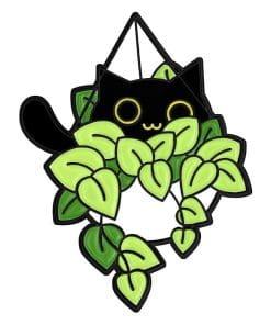 Black Cat 'Devil's Ivy Plant' Enamel Pin