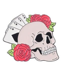 Flowers Skull 'Roses and Aces' Enamel Pin