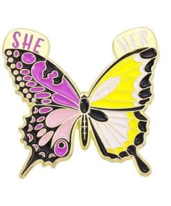 Butterfly 'Pronoun | She Her' Enamel Pin