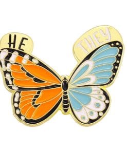 Butterfly 'Pronoun | He They' Enamel Pin