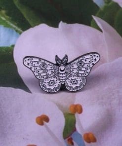 Butterfly 'Gothic Moth' Enamel Pin