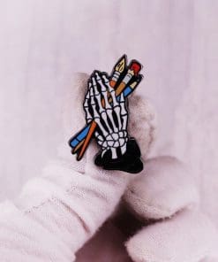 Alternative view of Painter Hands 'Bones and Brushes' Enamel Pin