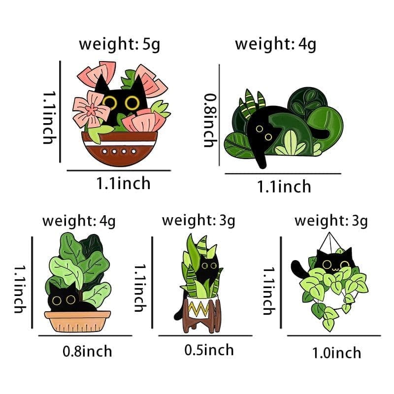 Black Cat 'Hiding in Plant' Enamel Pin - Image 5