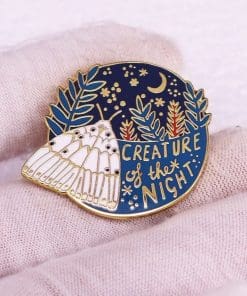 Alternative view of White Moth 'Creature of the Night' Enamel Pin