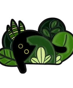 Black Cat 'Hiding in Plant' Enamel Pin