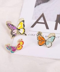 Alternative view of Butterfly 'Pronoun | They Them' Enamel Pin