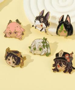 Alternative view of Genshin Impact 'Scaramouche Chibi Head' Enamel Pin