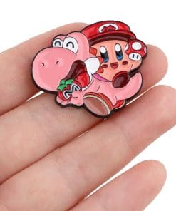 Alternative view of Super Smash Bros 'Pink Yoshi and Kirby' Enamel Pin