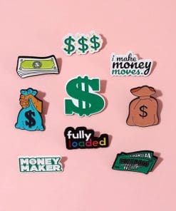 Alternative view of Money Meme 'I Make Money Moves' Enamel Pin