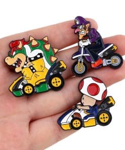 Alternative view of Super Smash Bros 'Waluigi | Bike Ride' Enamel Pin