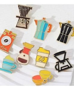 Alternative view of Hot Coffee 'Espresso with Cream' Enamel Pin