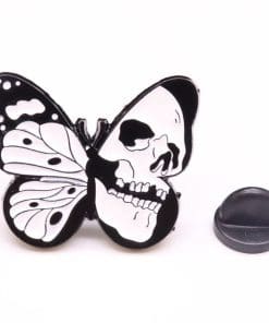 Alternative view of Gothic Butterfly 'Wing Skull' Enamel Pin