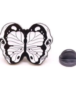 Alternative view of Gothic Butterfly 'Half Skull' Enamel Pin