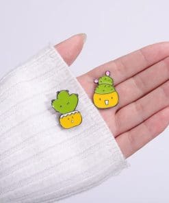 Alternative view of Potted Cactus 'Surprised' Enamel Pin