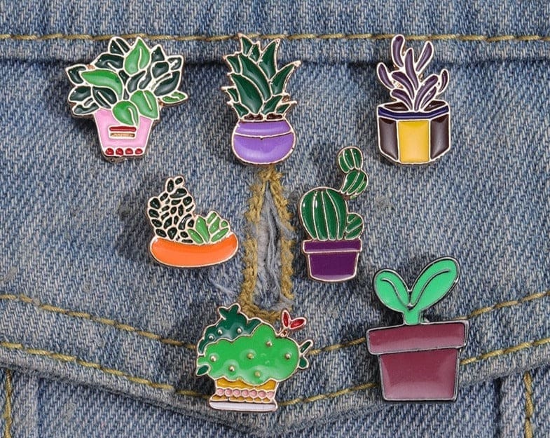 Potted Succulent 'Ice Plant and Citriformis' Enamel Pin - Image 2