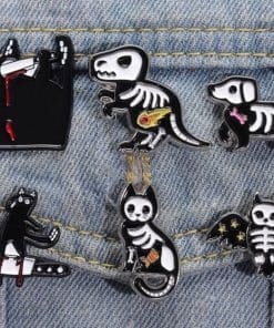 Alternative view of Skeleton 'Dino Flame' Enamel Pin