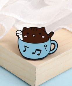Mini Teacup 'Singing Cat' Enamel Pin