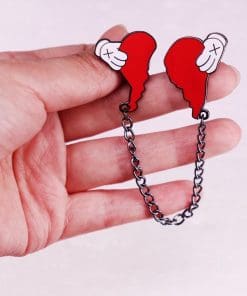 Alternative view of Broken Heart Chain Enamel Pin
