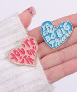 Alternative view of Blue Heart 'You Can Do Big Things' Enamel Pin