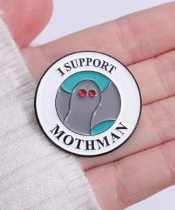 Alternative view of Mothman 'I Support Mothman' Enamel Pin