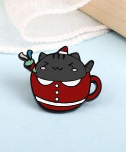 Mini Teacup 'Santa Cat' Enamel Pin