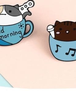 Alternative view of Mini Teacup 'Singing Cat' Enamel Pin
