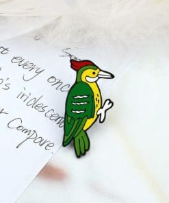 Alternative view of Green Woodpecker Enamel Pin