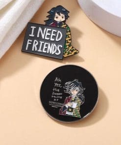 Alternative view of Demon Slayer 'Giyu | I Need A Friend' Enamel Pin