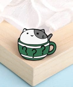 Mini Teacup 'Thinking Cat' Enamel Pin