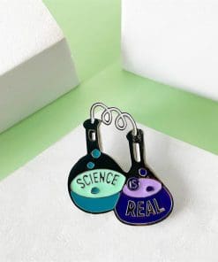 Alternative view of Distillation Flask 'Science is Real' Enamel Pin