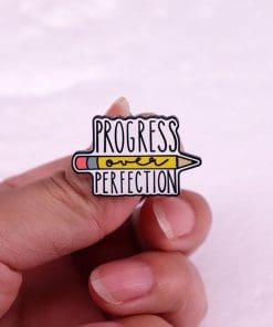 Alternative view of Inspirational 'Progress Over Perfection' Enamel Pin