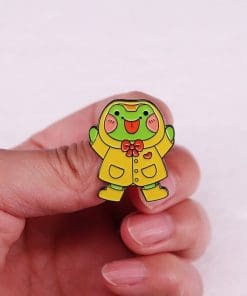 Alternative view of Happy Frog 'Yellow Raincoat' Enamel Pin