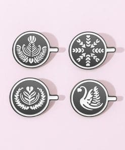 Alternative view of Latte Art 'Snowflakes' Enamel Pin