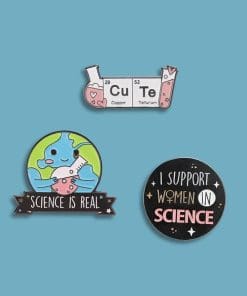 Alternative view of Science 'I Support Women' Enamel Pin
